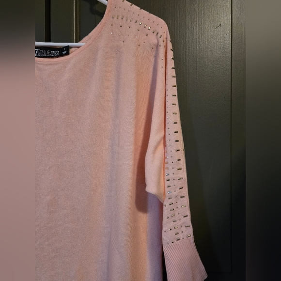 7th Ave New York Co. Womens Small Sweater Pink Gold Studs New/Tags - Picture 8 of 9